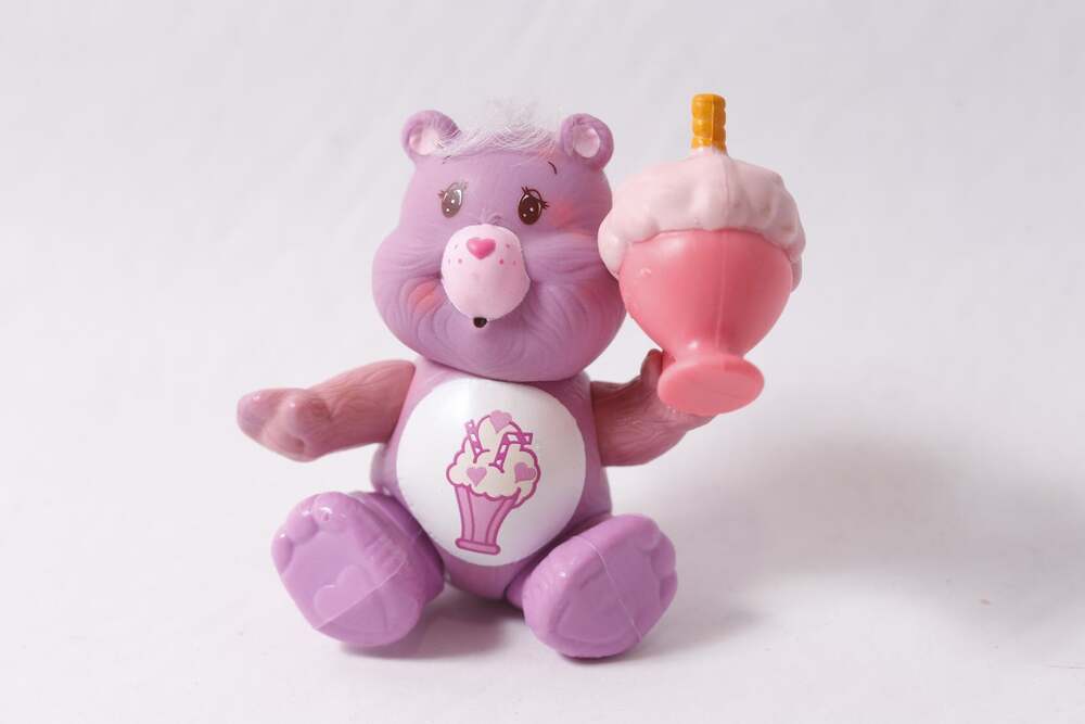 Care Bears Share Bear with Milkshake Poseable Figurine Vintage ~ 260317-WH 986